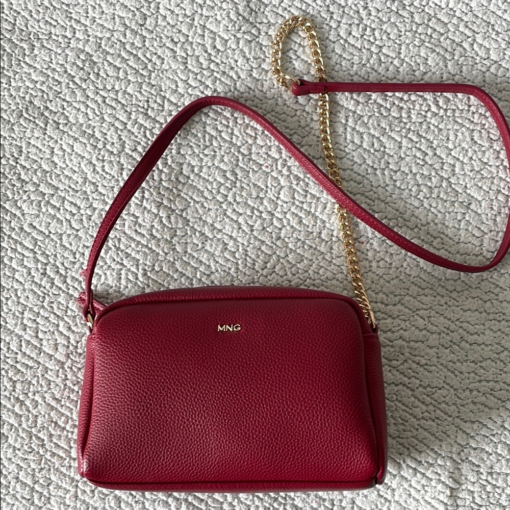 Mango Red Leather Crossbody Bag